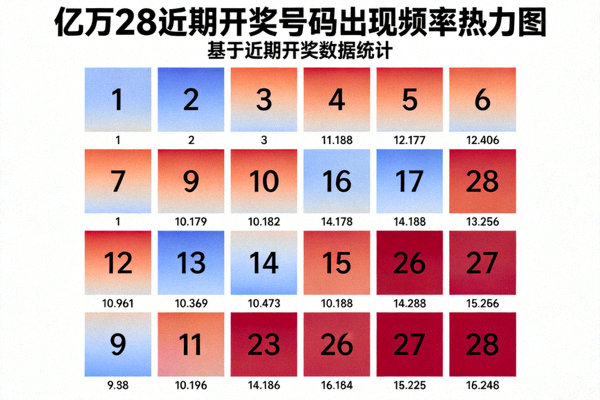 亿万28近期开奖号码出现频率热力图可视化图表，显示1-28数字的出现频次